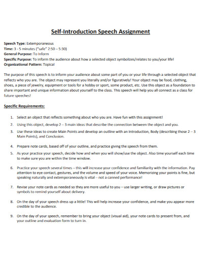 introduction speech assignment