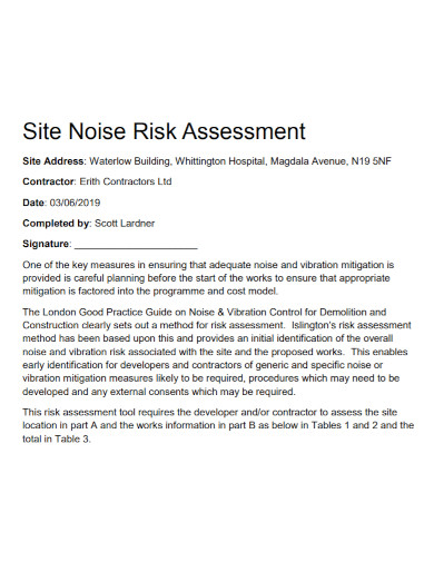 site noise risk assessment