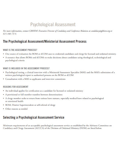 Psychological Assessment - 10+ Examples, Format, Pdf | Examples
