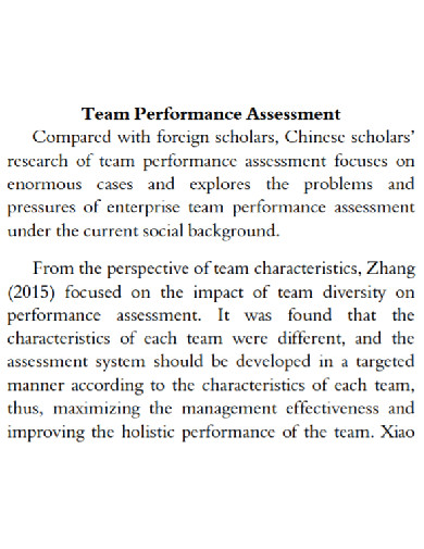 Team Performance Assessment - 9+ Examples, Format, Sample | Examples