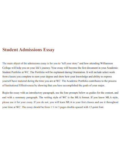 student admission essay