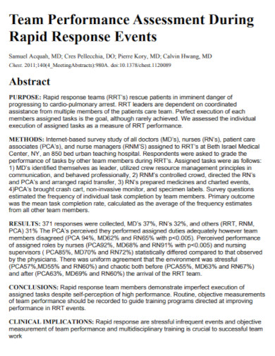 Team Performance Assessment - 9+ Examples, Format, Sample | Examples