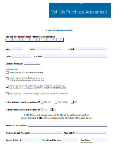 vehicle purchase and sale agreement form
