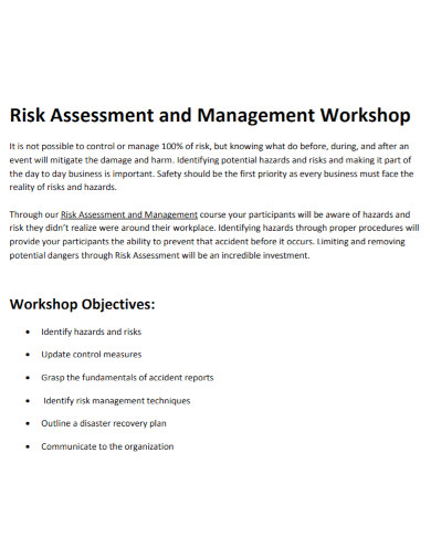 workshop and management risk assessment