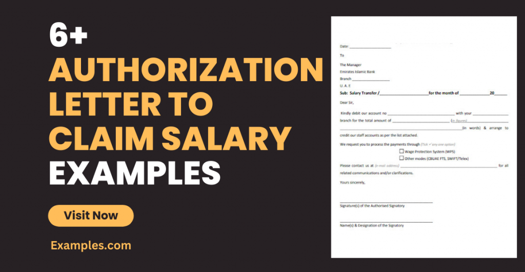 Authorization Letter to Claim Salary Examples