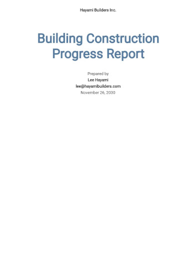 building construction progress report template