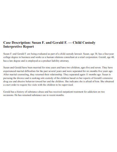 child custody interpretive report