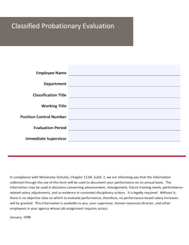 Classified Probationary Evaluation
