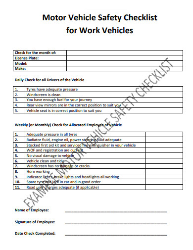 commercial motor vehicle safety checklist