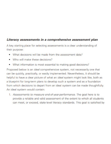 comprehensive literacy assessment