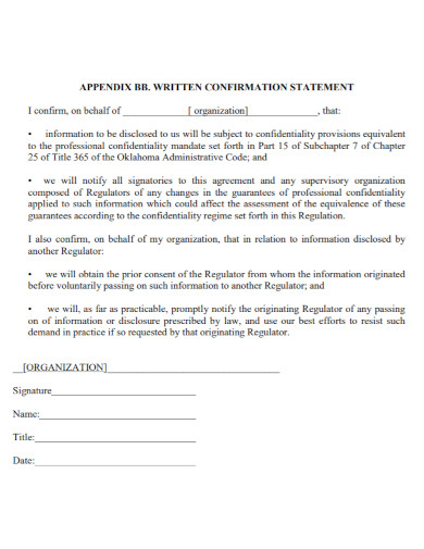 confirmation statement template 