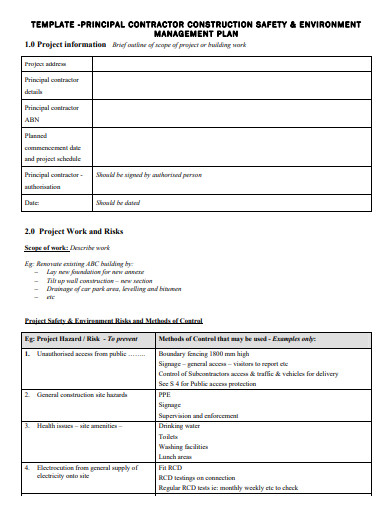 Construction Safety Management Plan - 10+ Examples, Format, Pdf | Examples