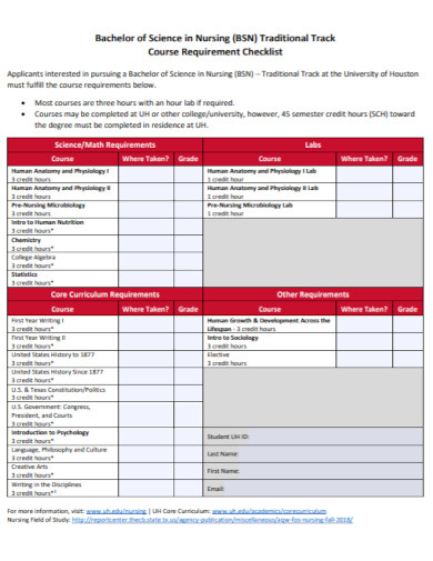 course requirement checklist
