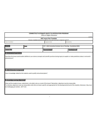 5+ Higher Education Lesson Plan Examples [Teacher, College, University ...