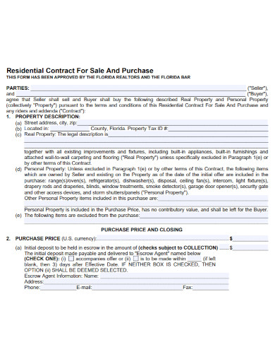 draft residential purchase contract