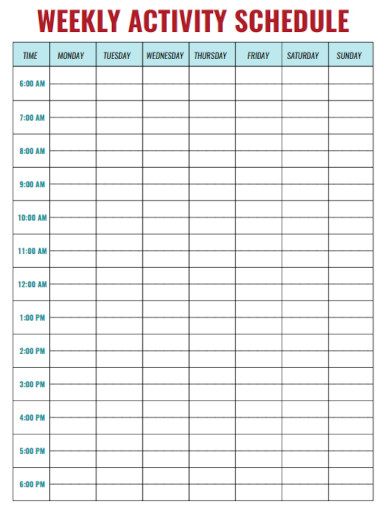 draft weekly activity schedule