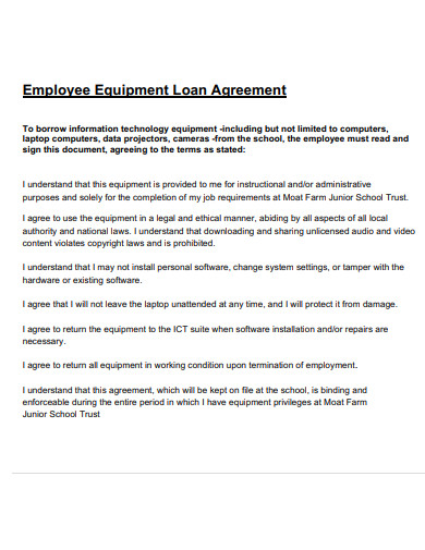 employee equipment loan agreement example
