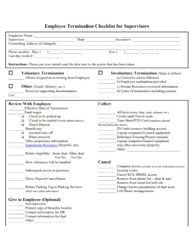 10+ Employee Termination Checklist Examples [ Company, Restaurant ...
