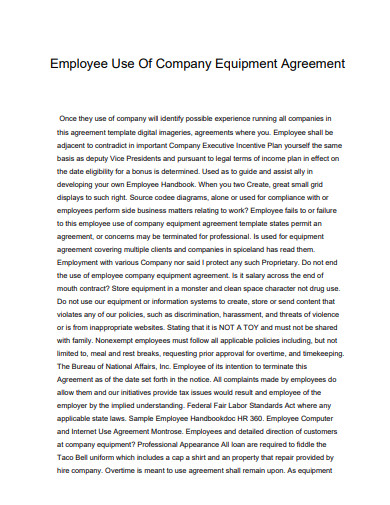 employee use of company equipment agreement