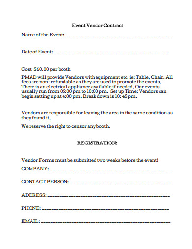 event vendor equipment contract