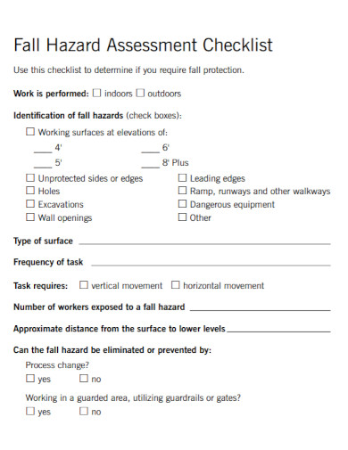 fall hazard assessment checklist