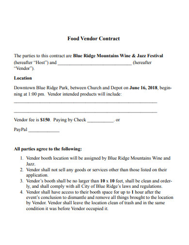 food vendor contract example