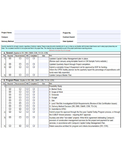 formal project status report checklist