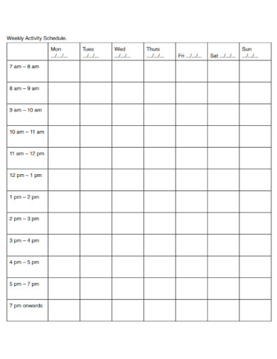 formal weekly activity schedule