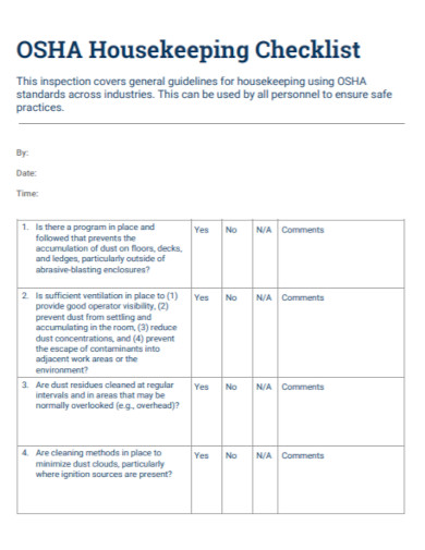 General Housekeeping Checklist