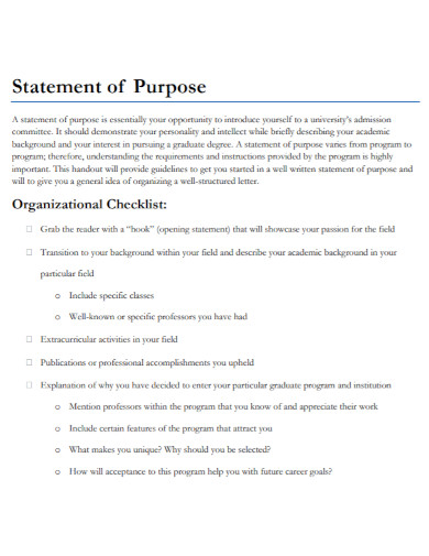 graduate statement of purpose template