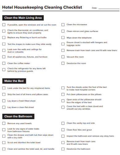housekeeping cleaning checklist
