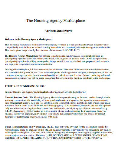 housing agency marketplace vendor agreement