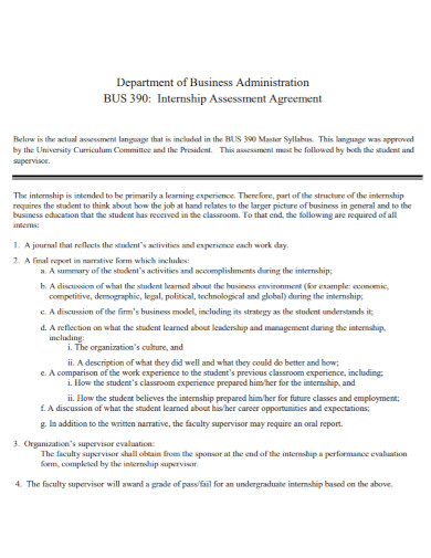 internship assessment agreement