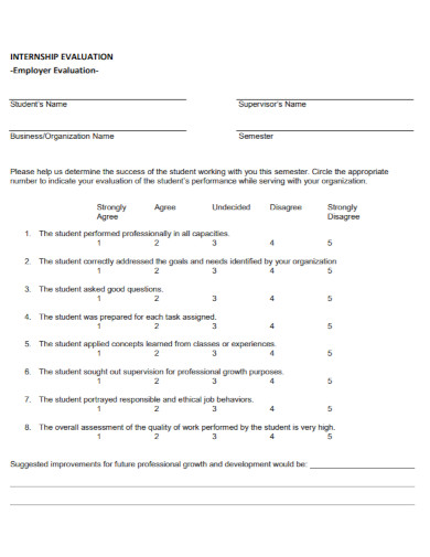 internship employer evaluation