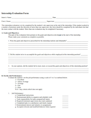 internship evaluation form