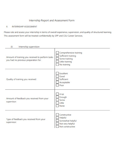 internship report and assessment