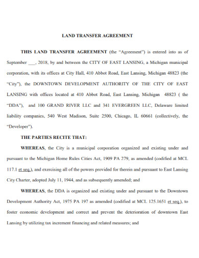 land transfer agreement in pdf