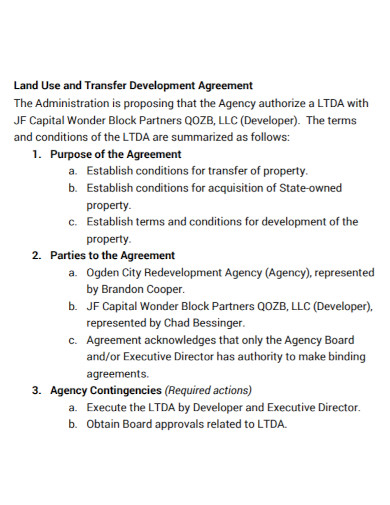land transfer development agreement