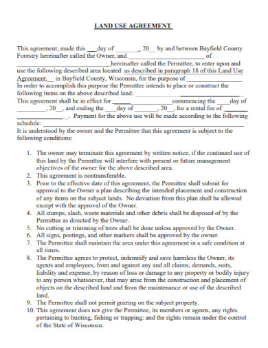 land use agreement template