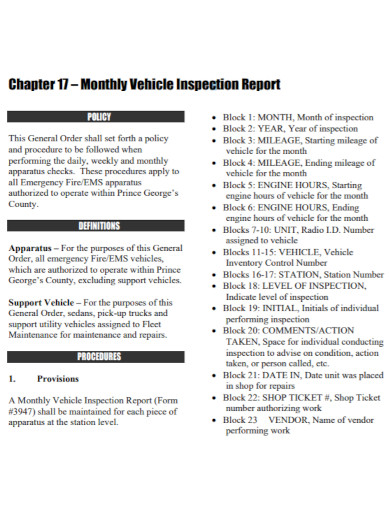 monthly vehicle inspection report in pdf