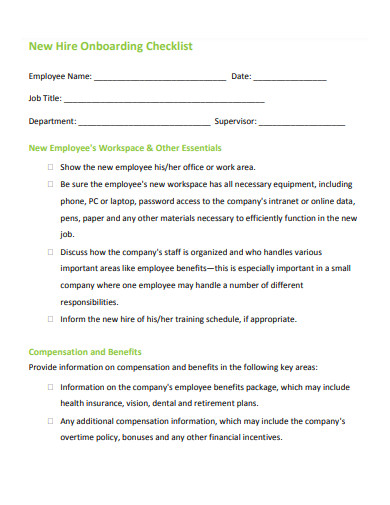 new hire orientation onboarding checklist