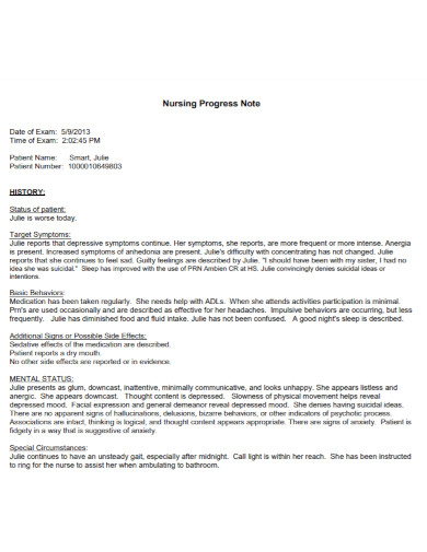 Nursing Progress Note - 7+ Examples, Format, Pdf | Examples