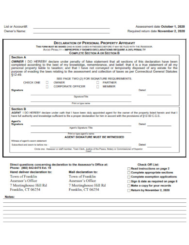 Personal Declaration Statement - 8+ Examples, Format, Pdf | Examples