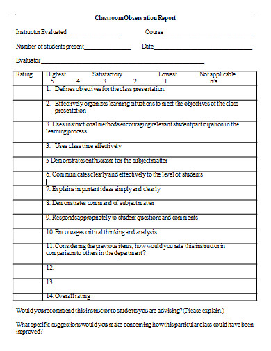 Classroom Observation Report - 14+ Examples, Format, Pdf | Examples