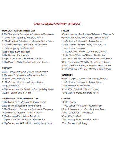 printable weekly activity schedule