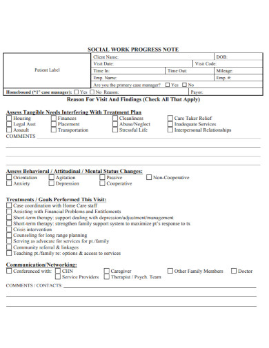 progress notes for social workers template
