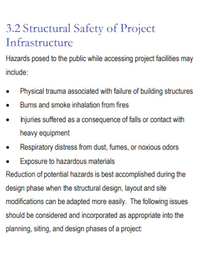 project infrastructure health and safety plan