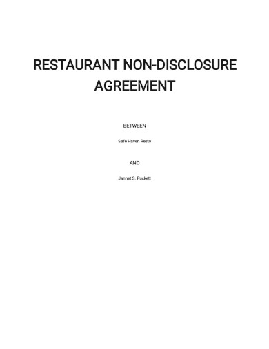 restaurant non disclosure agreement template