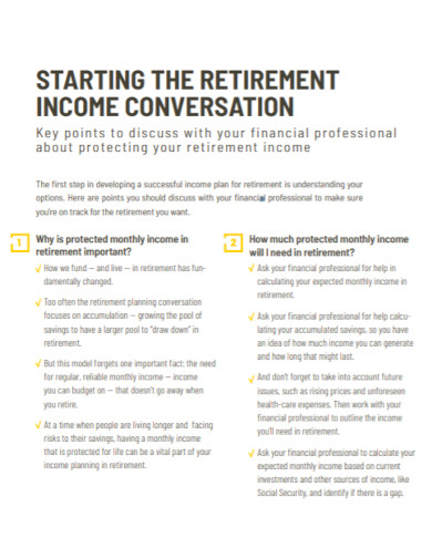 retirement income conversation checklist