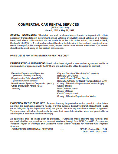 Car Rental Contract - 8+ Examples, Format, Pdf